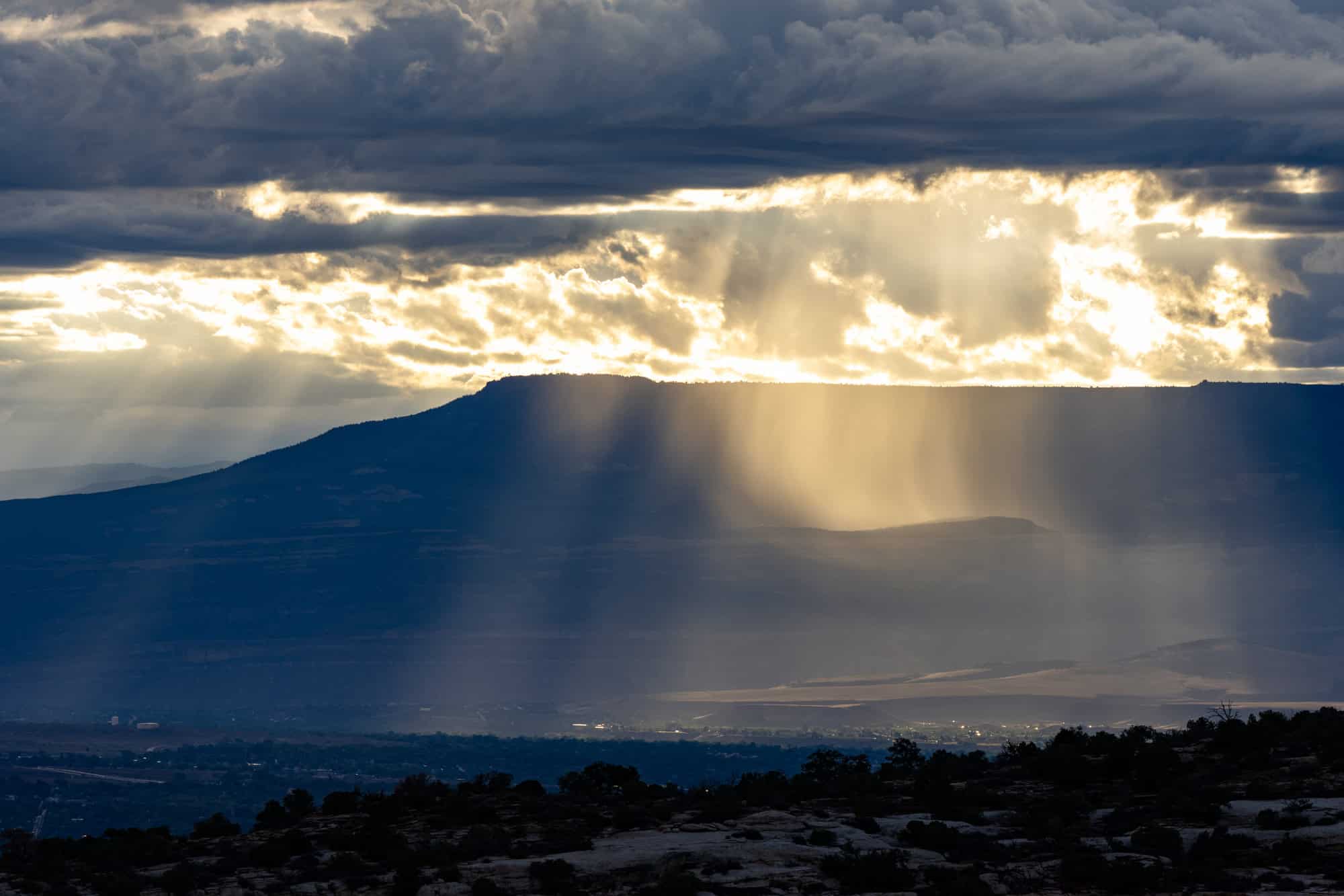 The Grand Mesa with sunlight spill